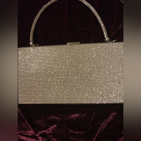 Bling Rectangle Evening Tote Clutch Crossbody Bag - Picture 8 of 10